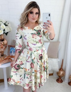 Vestido Floral Bege V02 2