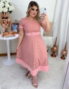 Vestido De Bolinha Tule Rosa V03 2
