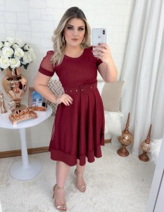 Vestido De Bolinha Tule Vermelho V04 2