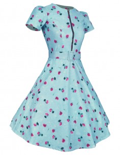 Vestido De Bolinha Floral Ciano V09 2