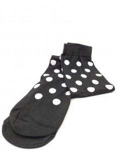 Meia Retro Vintage de Bolinhas Preta com Branca 01 2