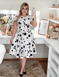 Vestido De Bolinha Midi Anos 60 Festa Vintage Retrô Bolas Baile Traje P36 Branco 20 2