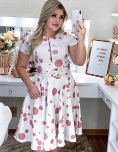 Vestido De Bolinha Midi Anos 60 Festa Vintage Retrô Bolas Baile Traje P36 Rosê 10 2