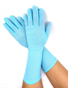 Luvas Helanca Média Festa Vintage Retrô Anos Baile  60 Azul 03