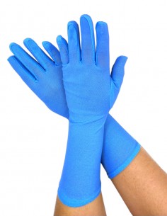 Luvas Helanca Média Festa Vintage Retrô Anos Baile  60 Azul 01