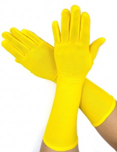 Luvas Helanca Média Festa Vintage Retrô Anos Baile  60 Amarelo 03