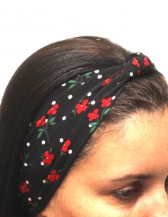 Faixa Cabelo Turbante Com Nó Retro Anos 60 Floral Festa Tiara 01