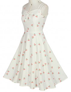 Vestido Retro Vintage Rockabilly Ano 60 Rodado Bolinhas Cereja V64 10 2