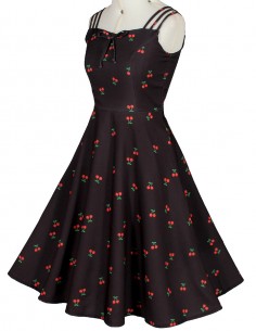 Vestido Retro Vintage Rockabilly Ano 60 Rodado Bolinhas Cereja V64 10 2