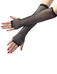 Luva Renda Sensual Longa Arrastão Sem Dedos Cosplay Rock Sexy Festa 10