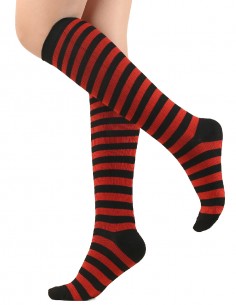 Meia Vermelha e Preta 3p4 Listrada 00