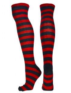 Meia Vermelha e Preta 3p4 Listrada 00 2