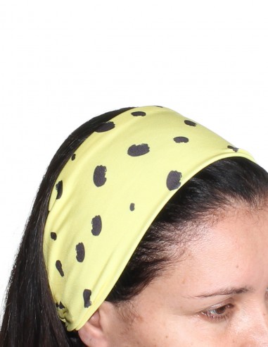Faixa Turbante Amarelo de Bolinha