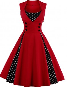 Vestido De Bolinha Anos 60 Festa Vintage Retrô Bola 50 PIN02 Black 41