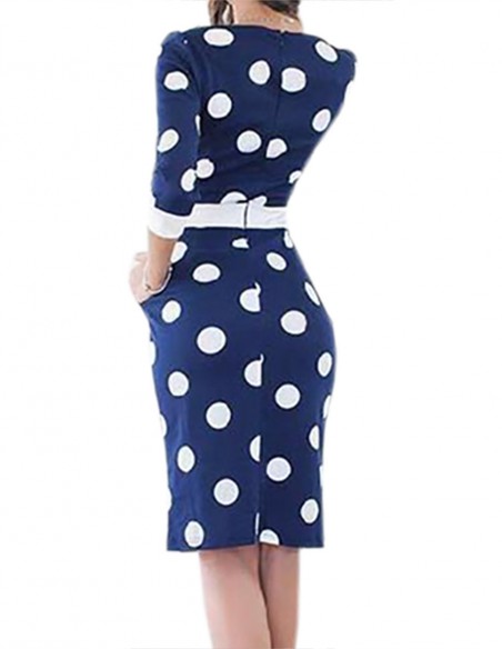 vestido de bolinha azul